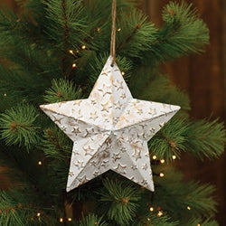 White Metal Hanging Star w/Gold Embossed Stars - 2 sizes
