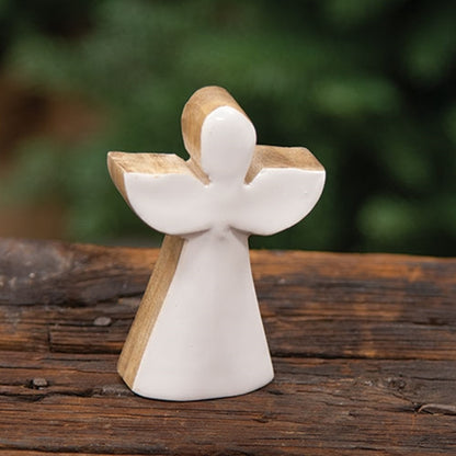 Wood and Enamel Angel Silhouette Block Sitter