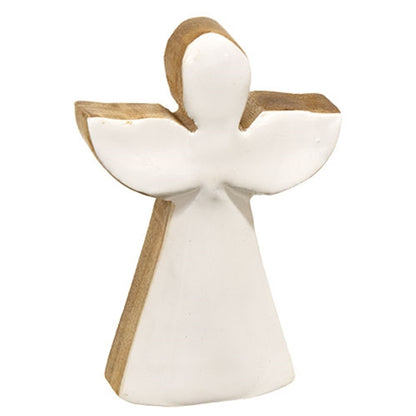 Wood and Enamel Angel Silhouette Block Sitter