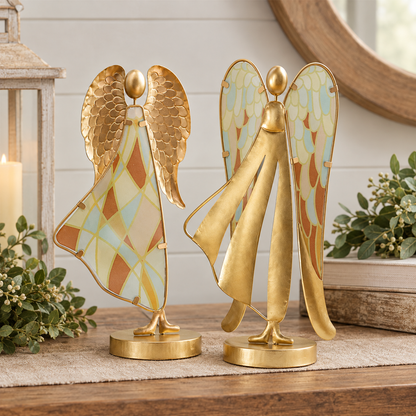 Golden Grace Glass and Metal Angel Statuary - 2 Designs