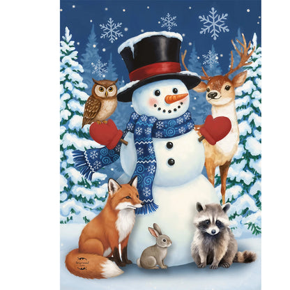 Snowman Winter Critters House Flag