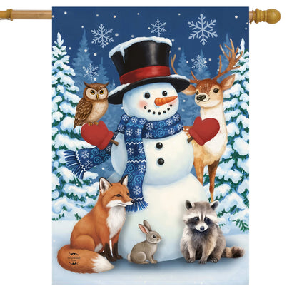 Snowman Winter Critters House Flag