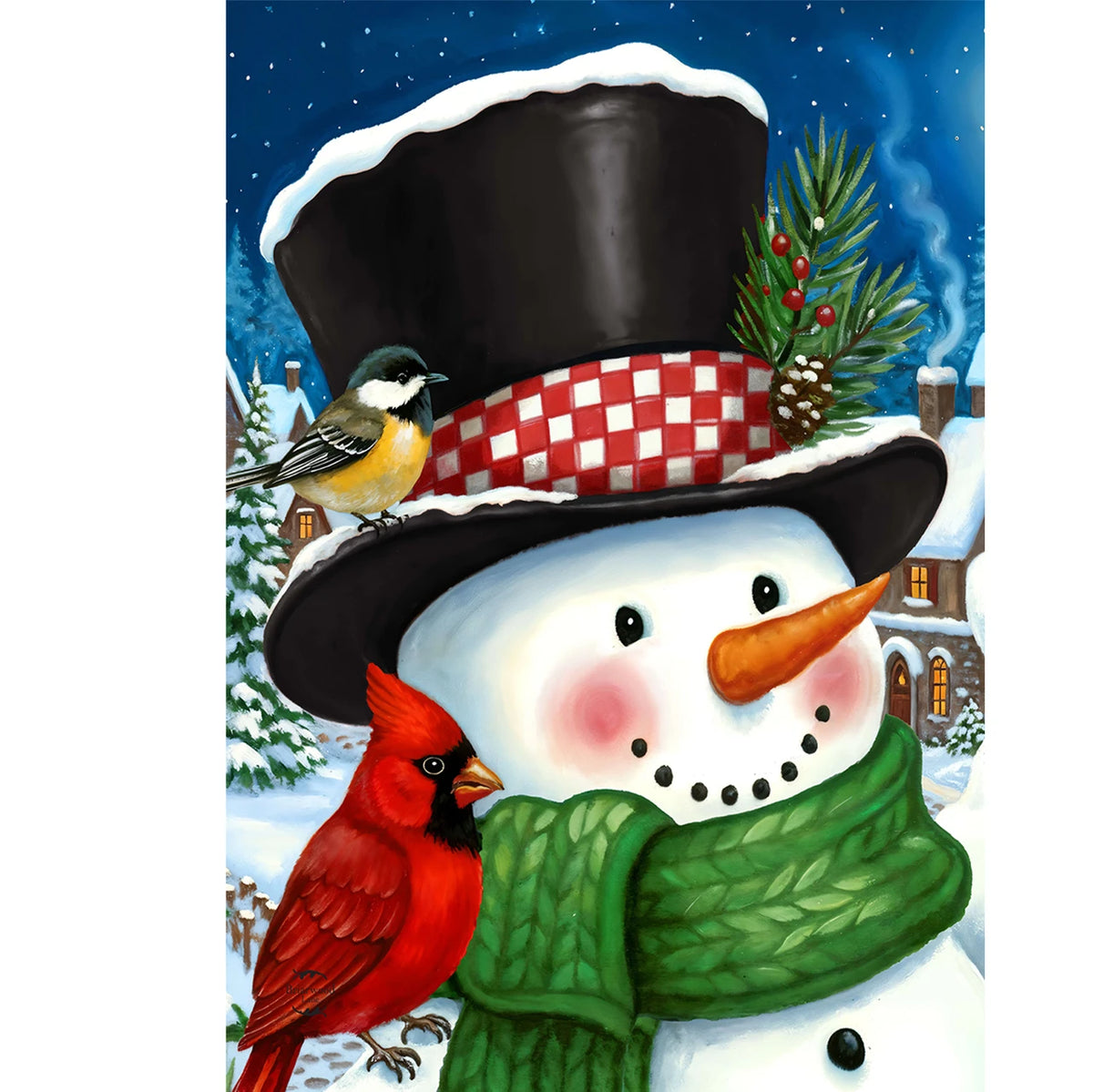Holiday Village Snowman House Flag