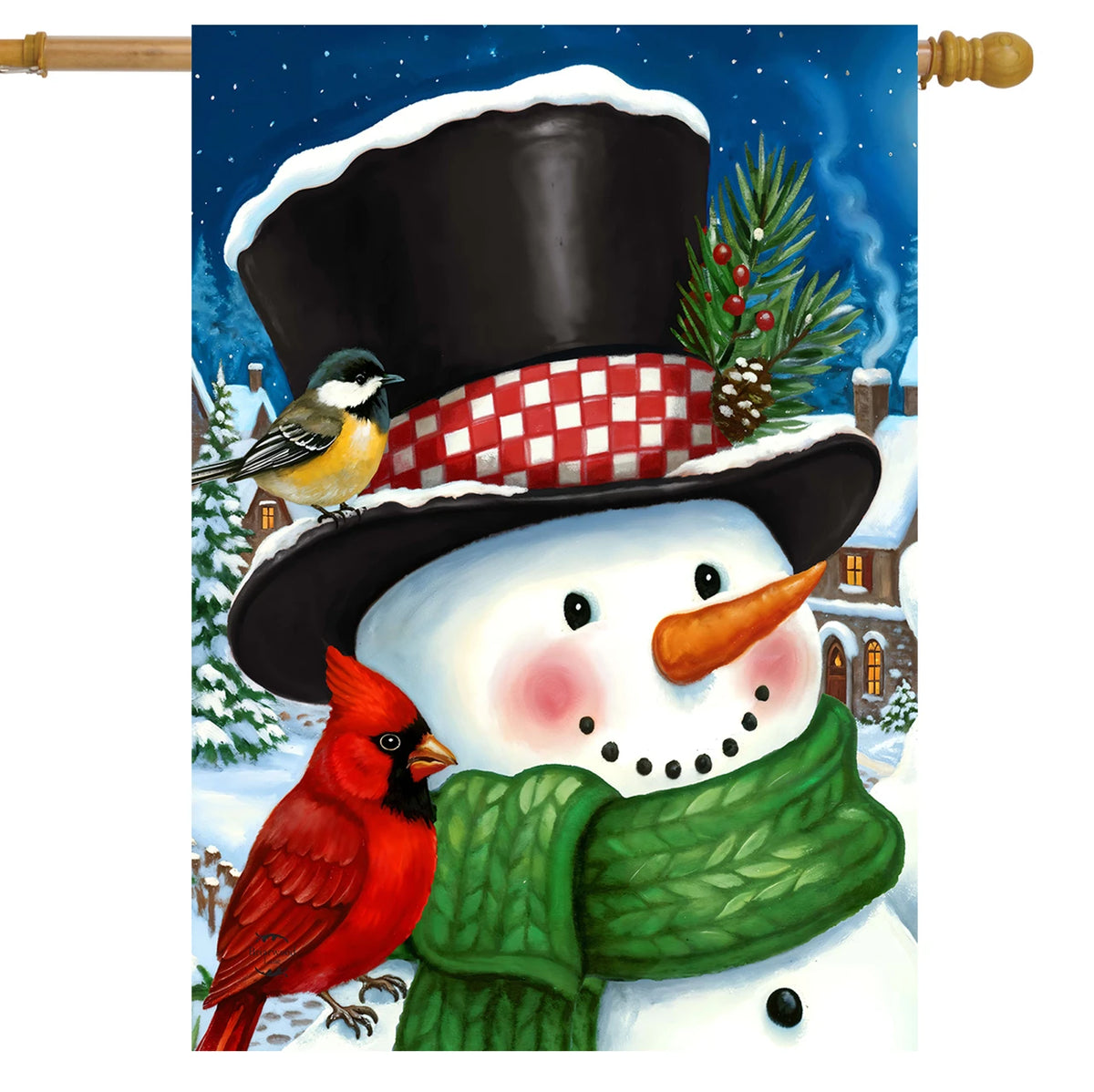 Holiday Village Snowman House Flag