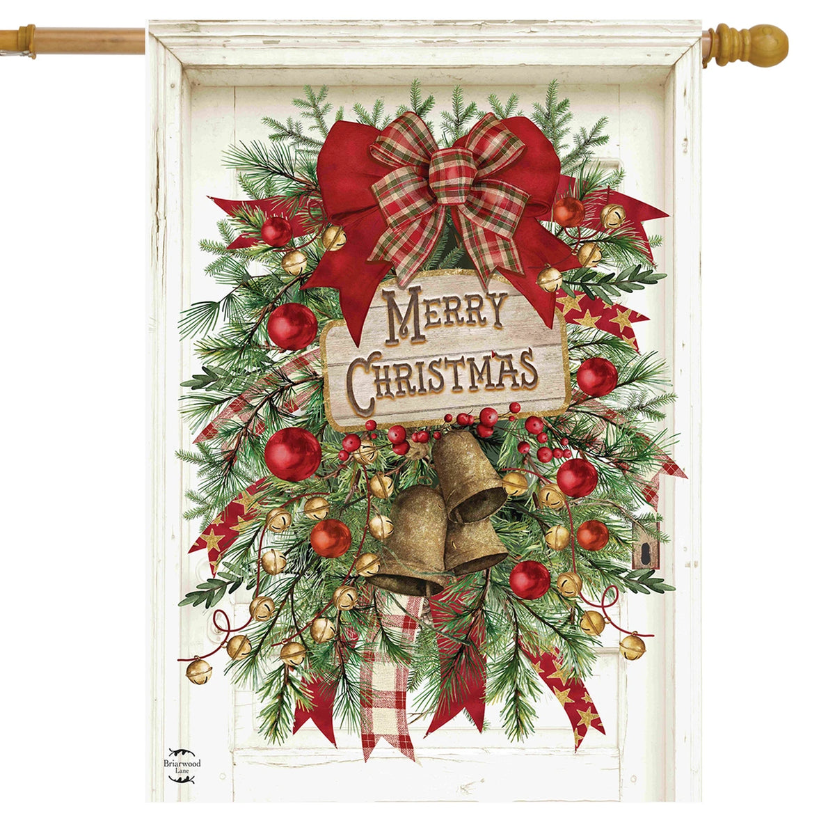Holiday Door Swag Merry Christmas House Flag