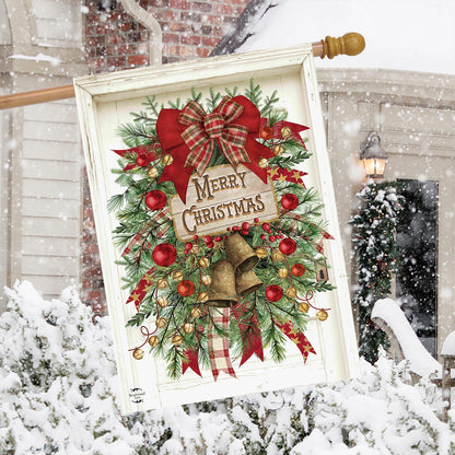 Holiday Door Swag Merry Christmas House Flag