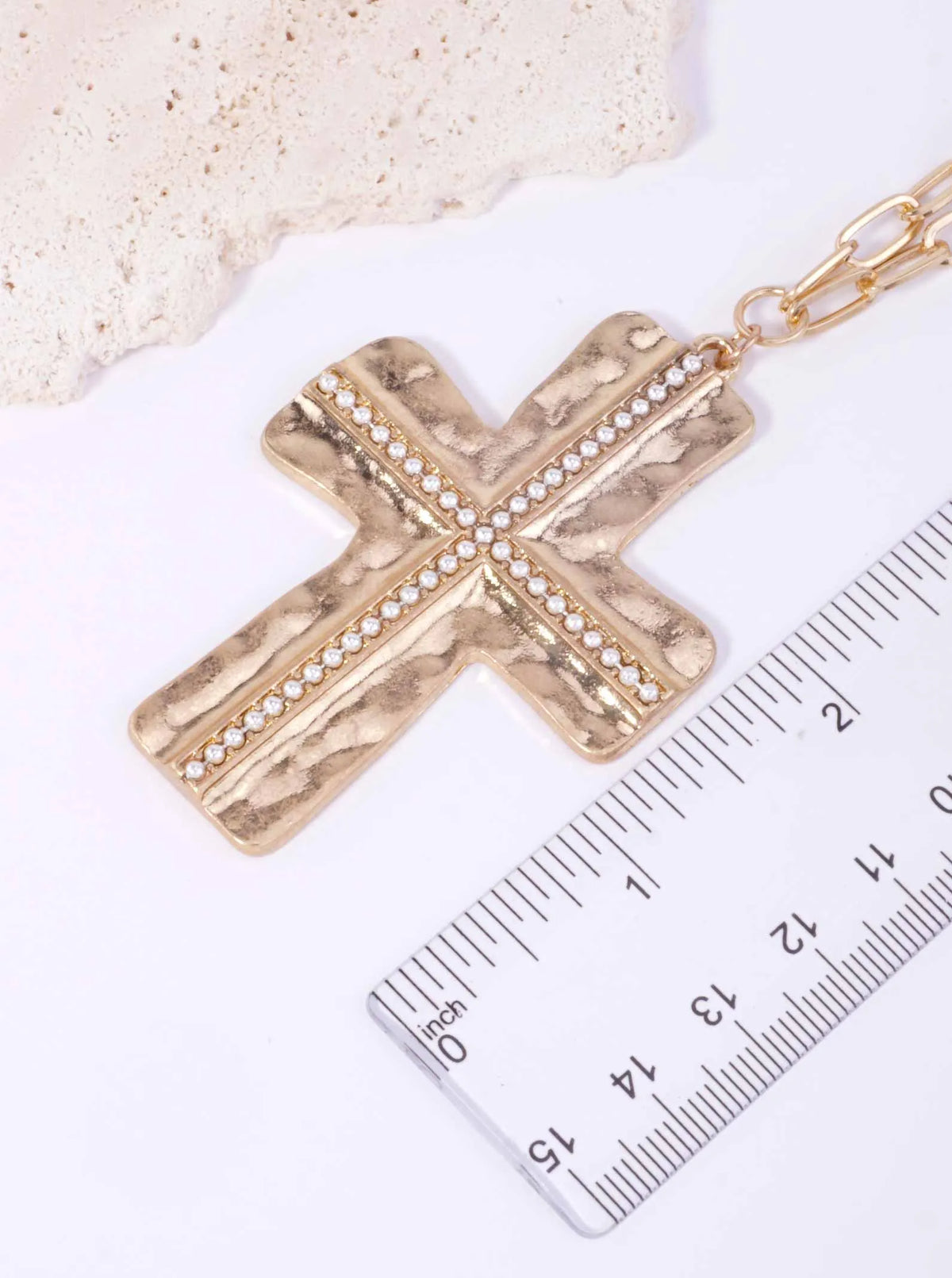 Elegant Cross Hammered Pendant Necklace