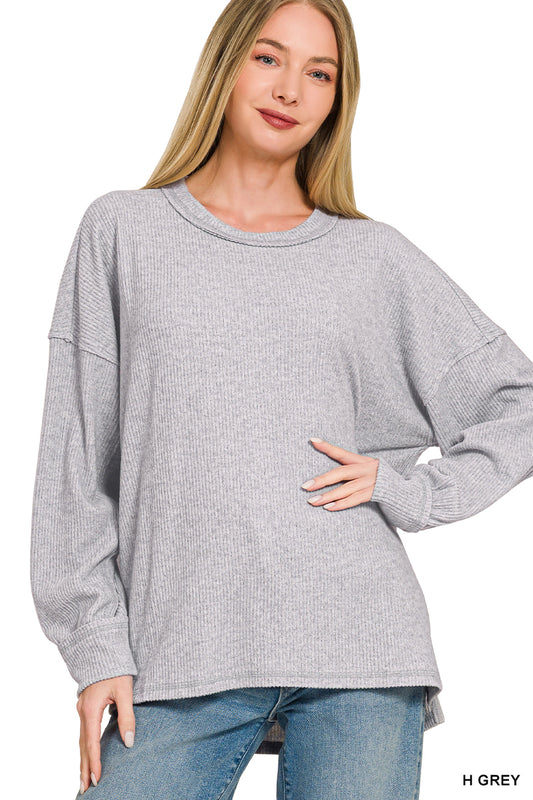 Brushed Ribbed Hacci Exposed Seam Sweater - Color Options