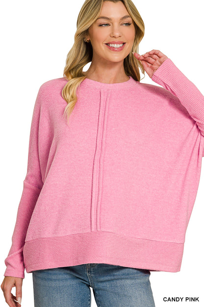 Brushed Melange Hacci Center Seam Sweater - Color Options