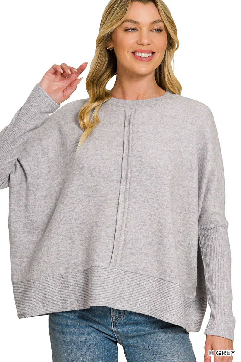 Brushed Melange Hacci Center Seam Sweater - Color Options