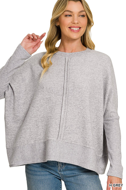 Brushed Melange Hacci Center Seam Sweater - Color Options
