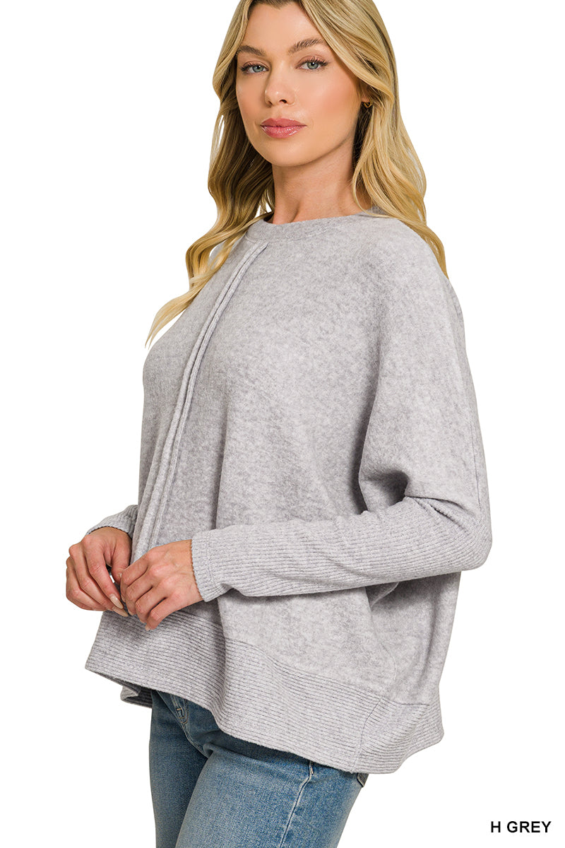 Brushed Melange Hacci Center Seam Sweater - Color Options