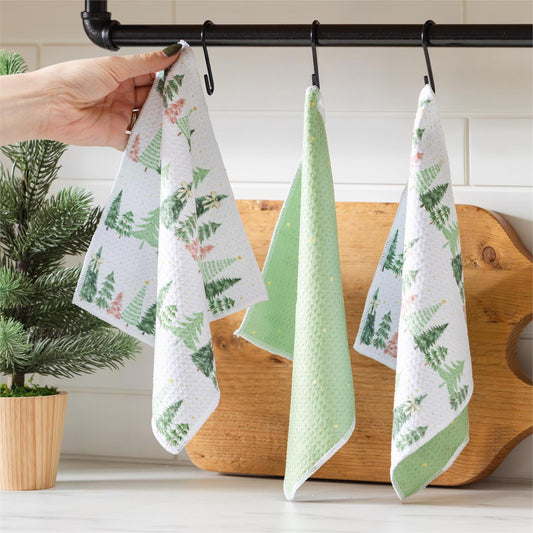 Shades of Emerald Trees Kitchen Dishcloth - 3 Pack