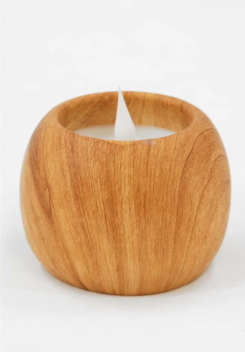 Round LED Candle - Wood Grain Pattern