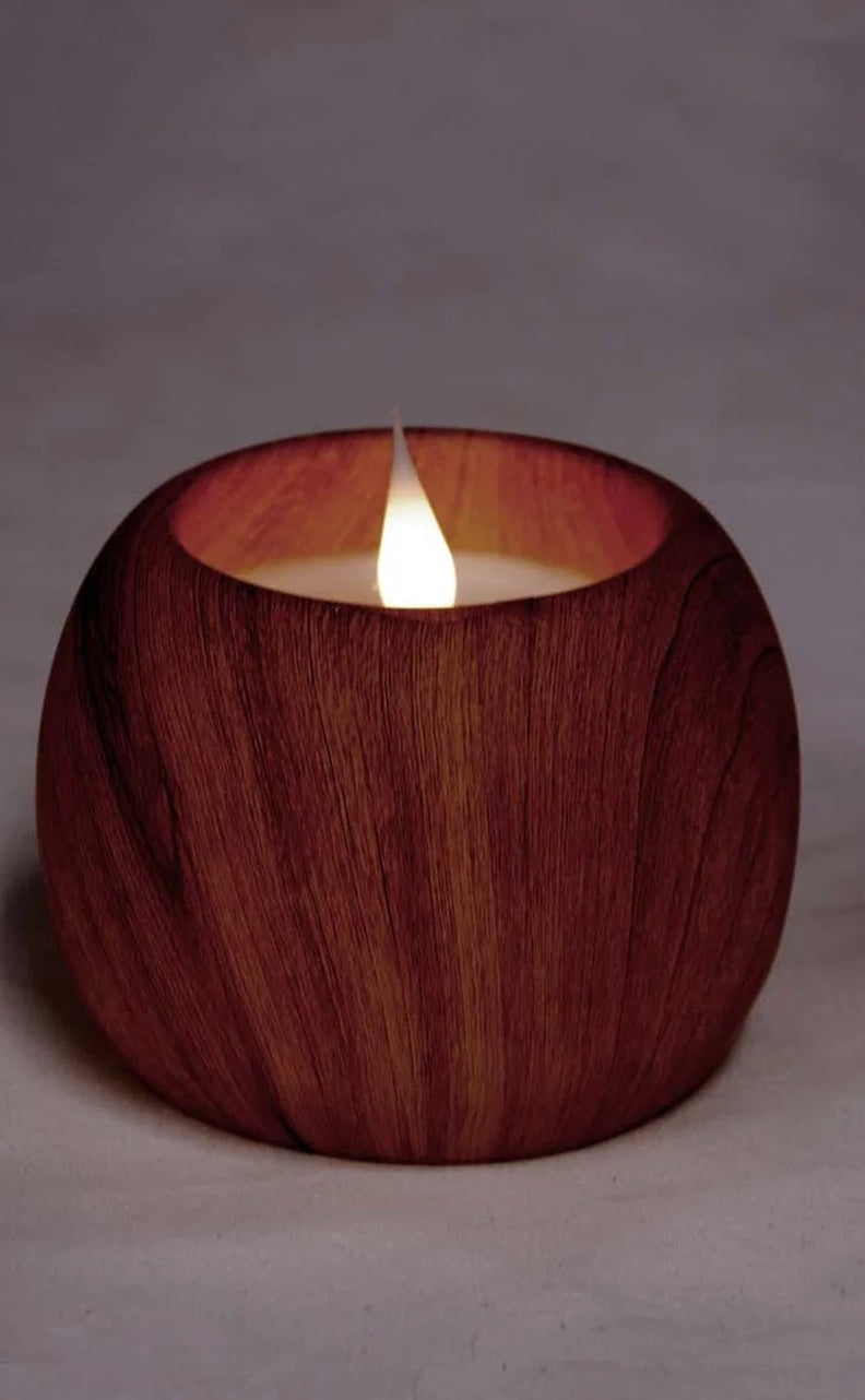 Round LED Candle - Wood Grain Pattern
