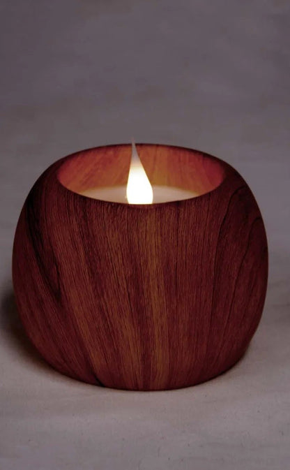 Round LED Candle - Wood Grain Pattern