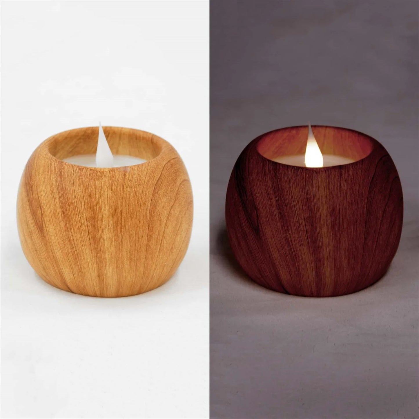 Round LED Candle - Wood Grain Pattern