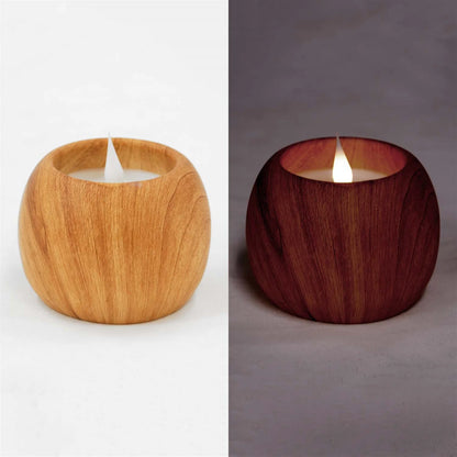 Round LED Candle - Wood Grain Pattern