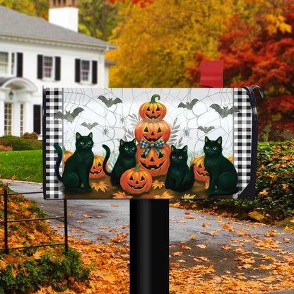 Black Cat Pumpkin Stack Mailbox Cover - Standard