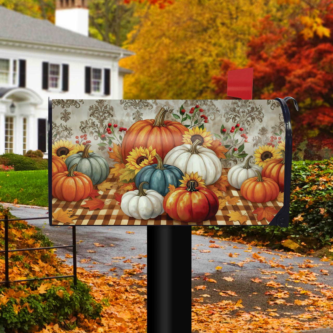 Pumpkin Harvest Mailbox Cover - Oversized