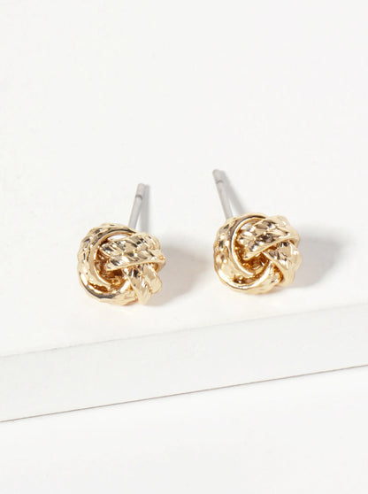 Minimalist Textured Knot Stud Earrings