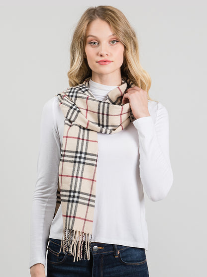 Plaid Fringe Oblong Scarf - Color Options