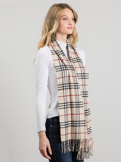 Plaid Fringe Oblong Scarf - Color Options
