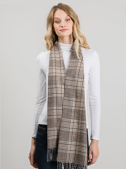 Plaid Fringe Oblong Scarf - Color Options