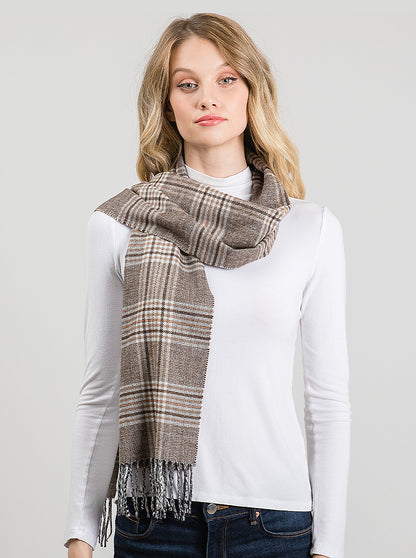 Plaid Fringe Oblong Scarf - Color Options
