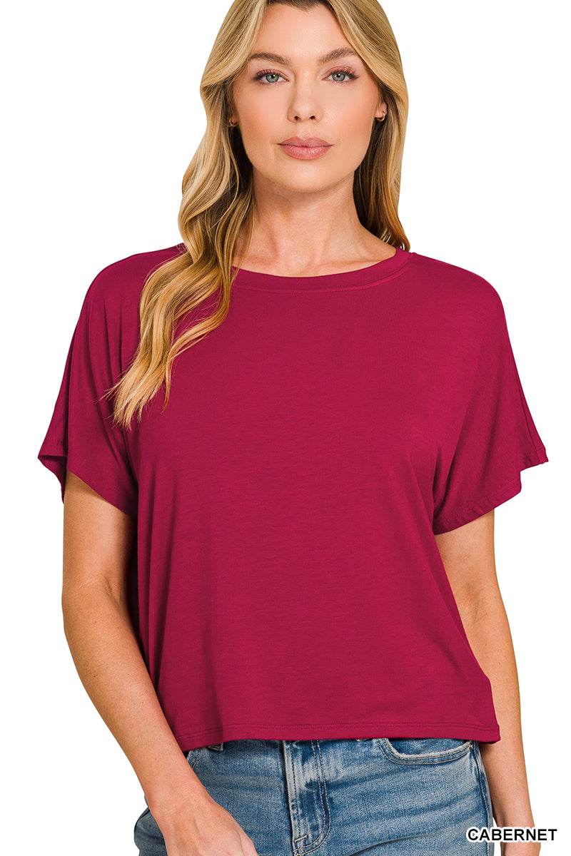 Cropped Round Neck Tee - Color Options