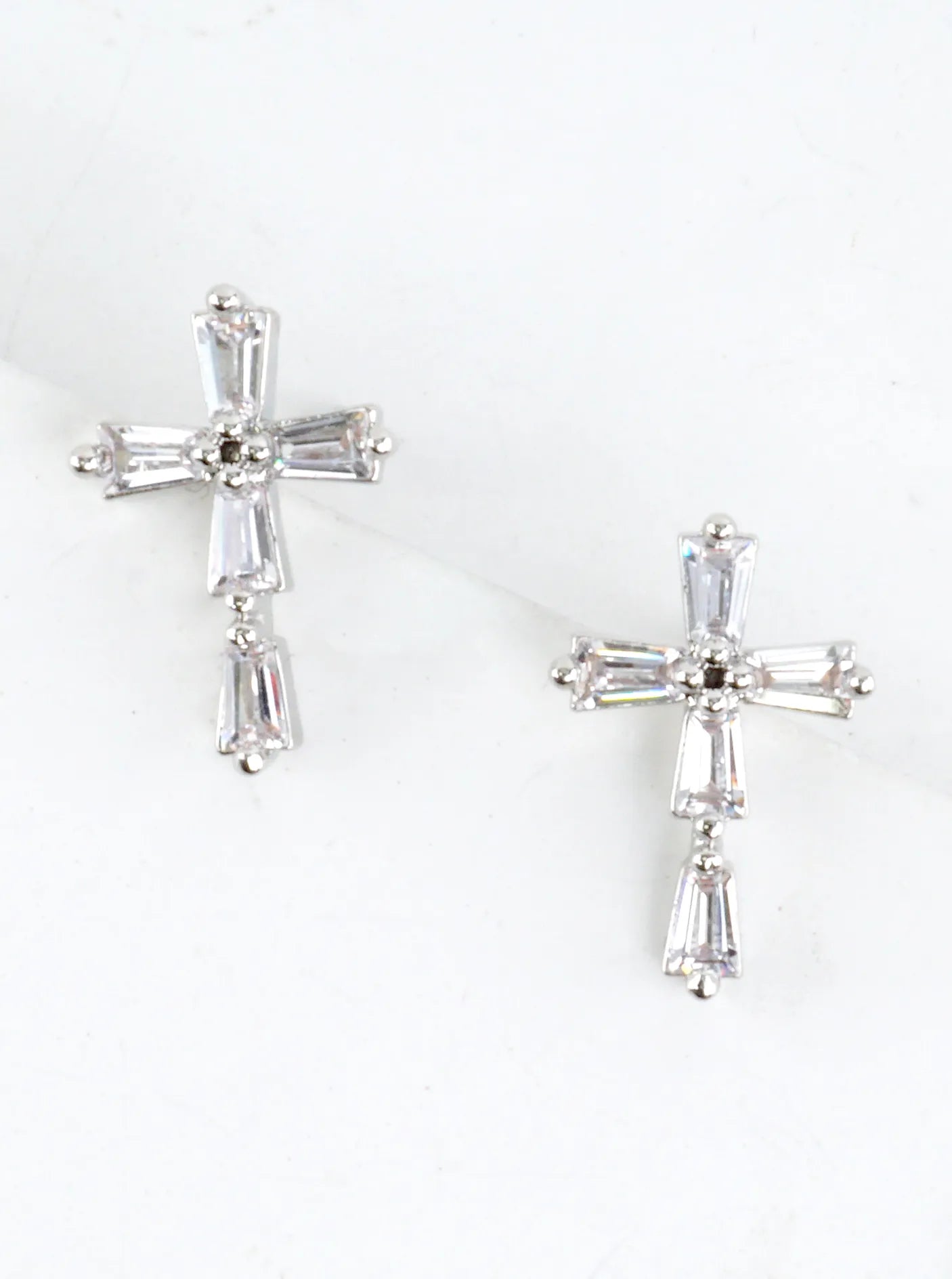 Sparkling Cross Pave Stud Earrings