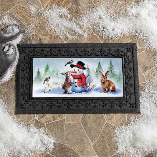 Snowman and Friends Evergreen Sassafras Door Mat Insert