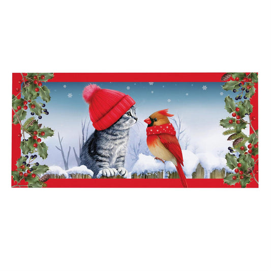 Kitten & Cardinal Winter Friends Sassafras Switch Doormat Insert