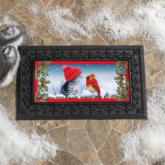 Kitten & Cardinal Winter Friends Sassafras Switch Doormat Insert