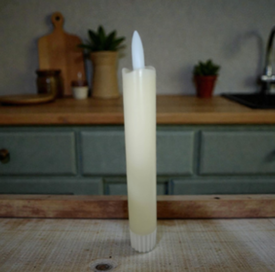 Cream Moving Flame 6 inch LED Taper Candle