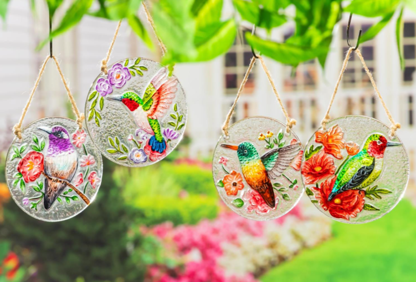 Round Hummingbird Glass Suncatcher - 4 Designs