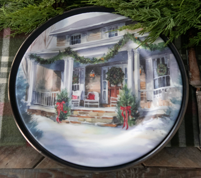 Christmas Front Porch Melamine Plate