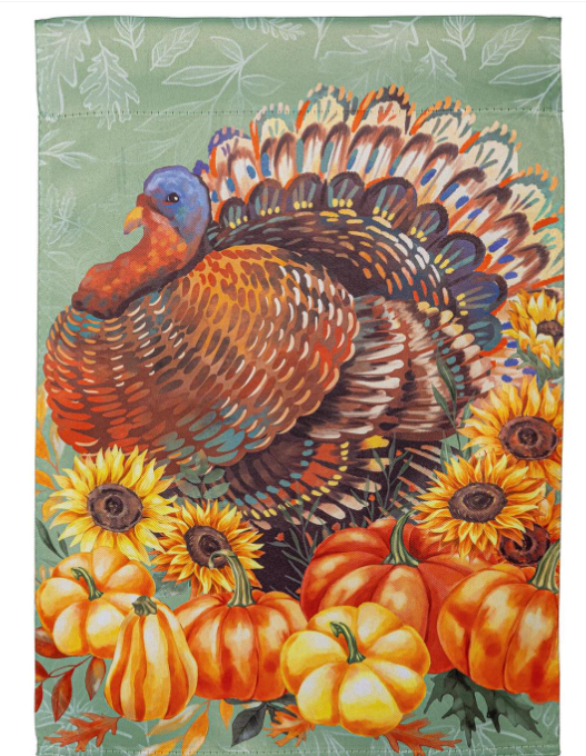 Grateful Gatherings Thanksgiving Turkey Garden Flag 12.5" x 18"