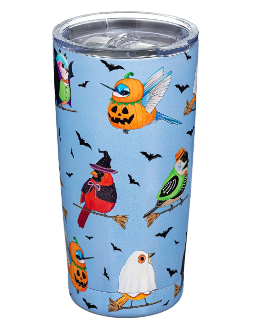 Witchy Warblers Bird Themed Halloween Insulated Tarvel Mug Tumbler