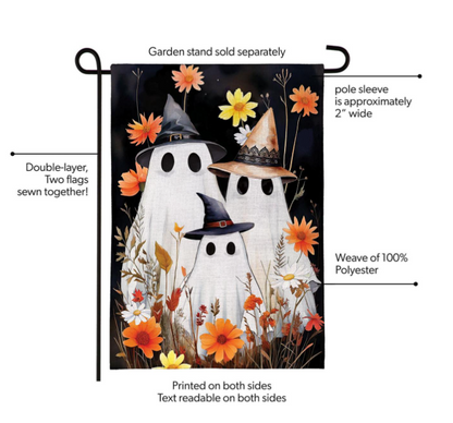 Halloween Ghost Family Burlap Garden Flag