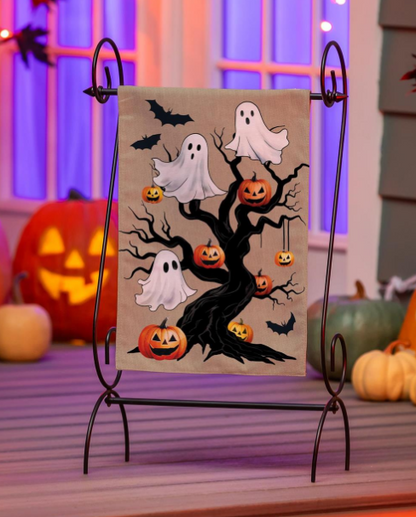 Halloween Festive Tree Burlap Garden Flag
