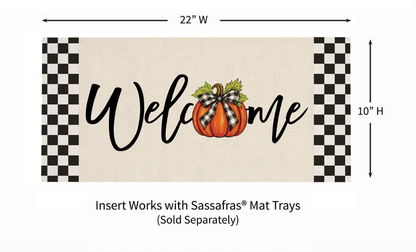 Checkered Bow Pumpkin Sassafras Switch Mat Doormat Insert