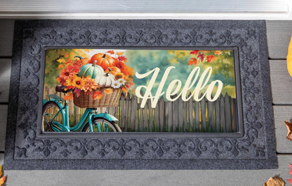 Hello Fall Pumpkin & Leaves Sassafras Switch Mat Doormat Insert