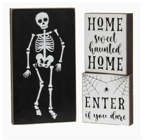 Enter If You Dare Halloween Decor Wooden Block Sign Sitter - 3 Options