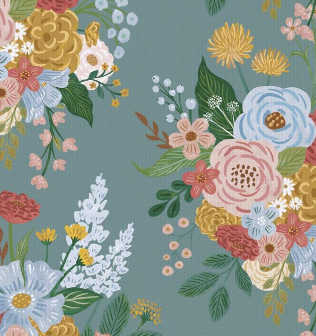 Cottage Garden and Birds Quick Dry Waffle Weave Kitchen Towel - Double Sided