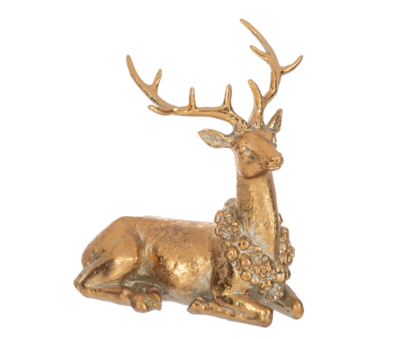 Gold Deer with Wreath Statuary - Christmas Decor 2 Styles