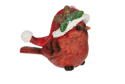 Christmas Resin Cardinal with Santa Hat - 3 Styles