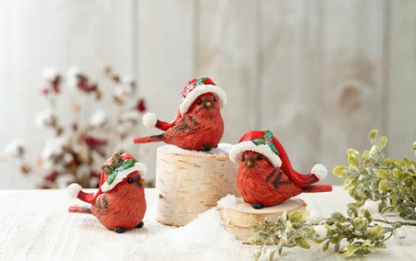 Christmas Resin Cardinal with Santa Hat - 3 Styles