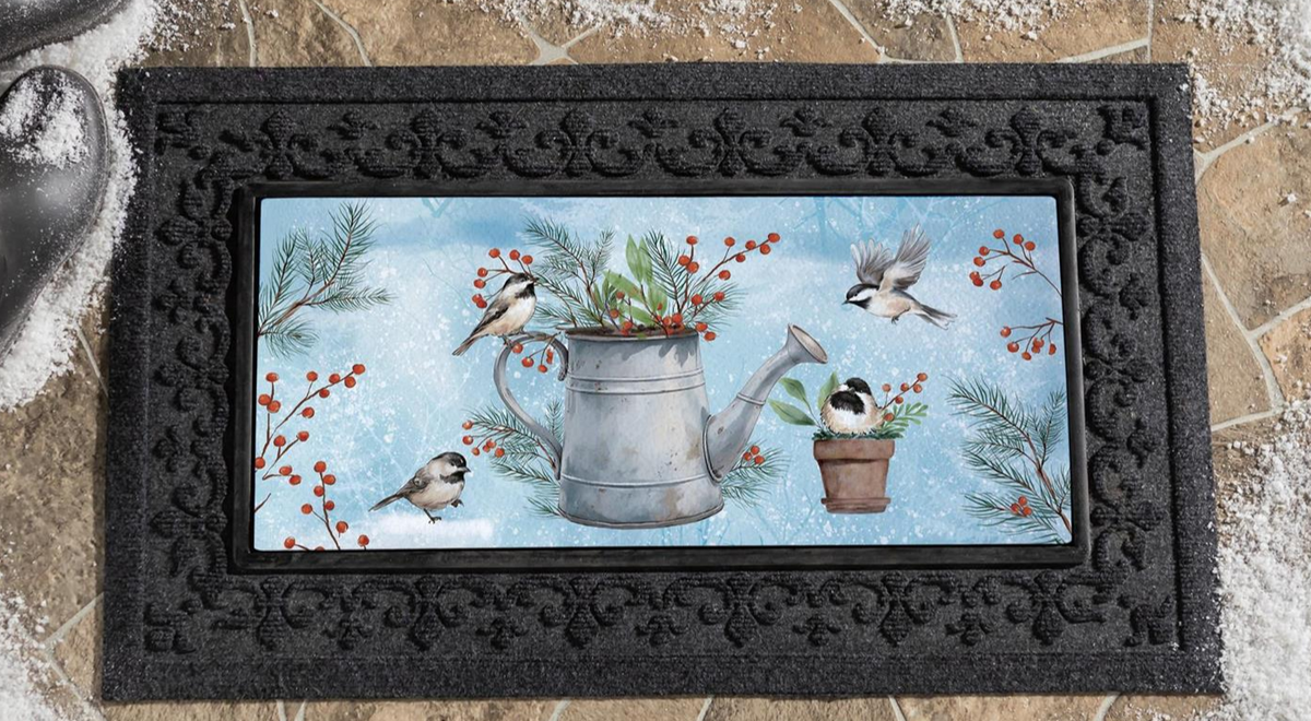 Snowbirds Chickadee Watering Can Sassafras Switch Mat Doormat Insert