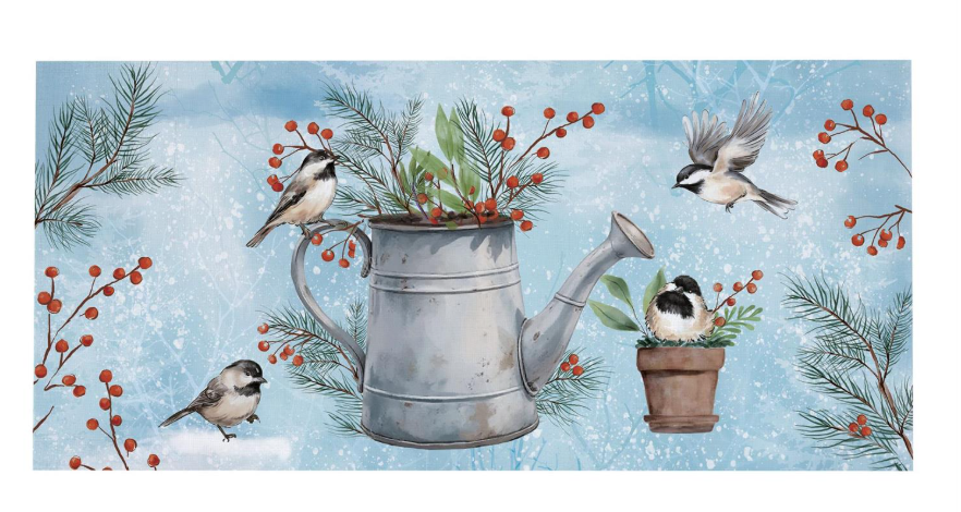 Snowbirds Chickadee Watering Can Sassafras Switch Mat Doormat Insert